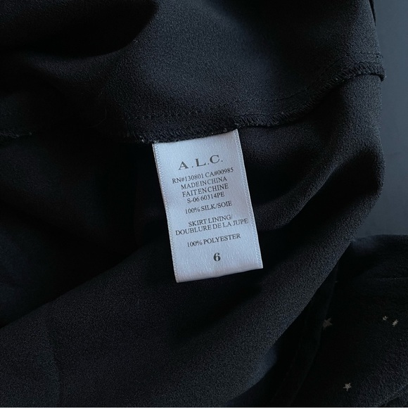 A.L.C. Pedro Black Star Pattern Long Sleeve Silk Dress - Picture 9 of 10